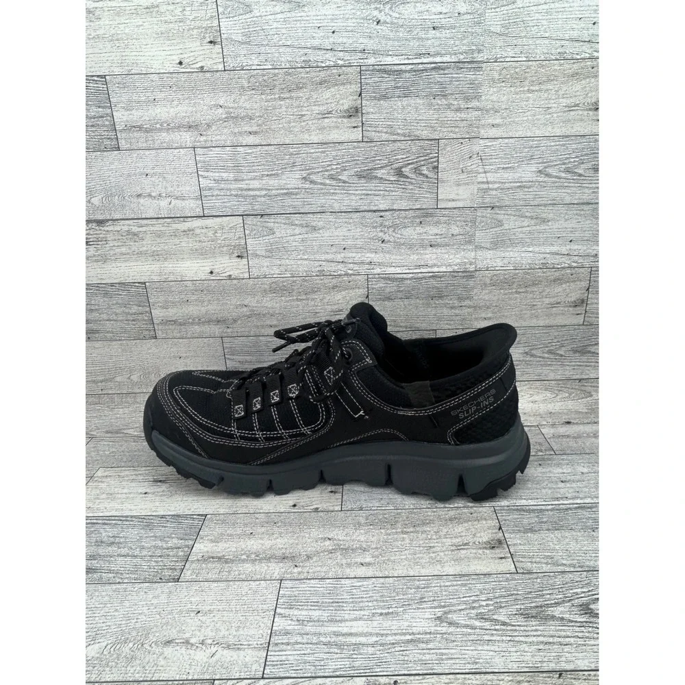 Skechers Slip-ins Adventure Men Sz 9.5 Wide Black Charcoal Sneakers 237622W BKCC